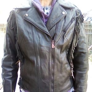 Women's high quality heavy duty leather riding jacket